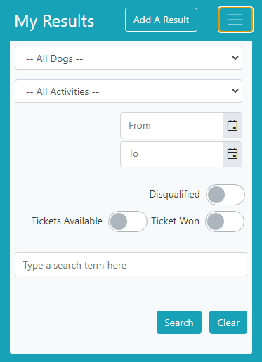 My dog show results search tools